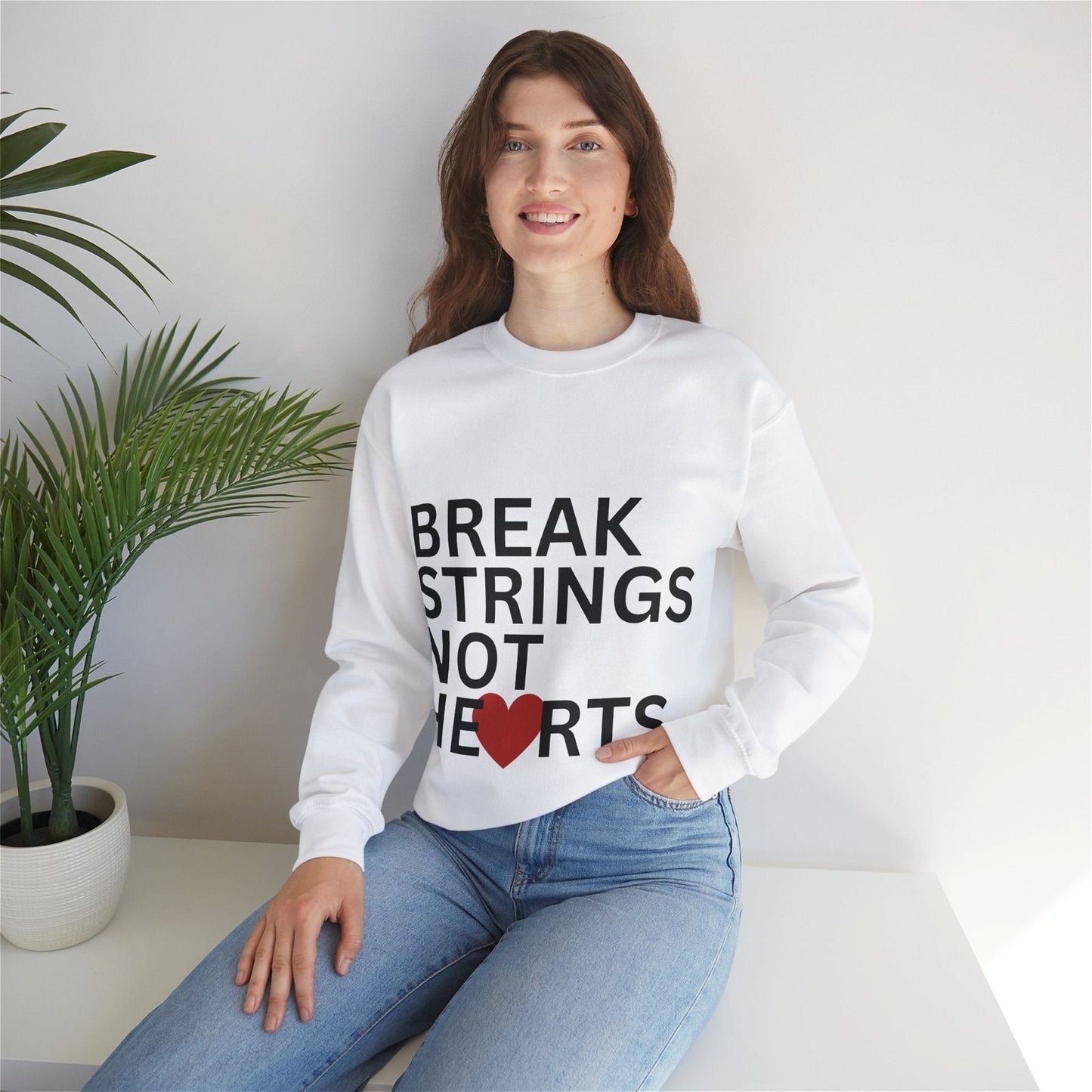 BREAK STRINGS NOT HEARTS SWEATSHIRT - GRANDSLAM