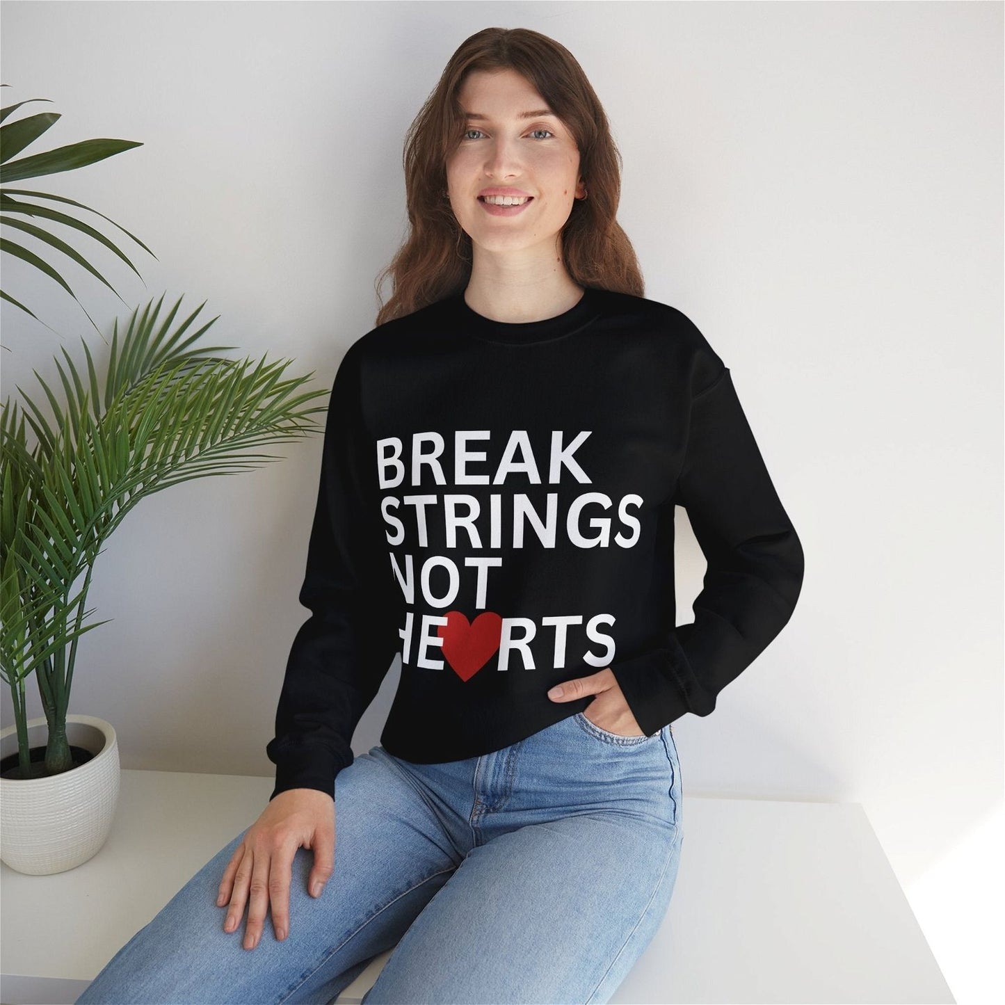 BREAK STRINGS NOT HEARTS SWEATSHIRT - GRANDSLAM