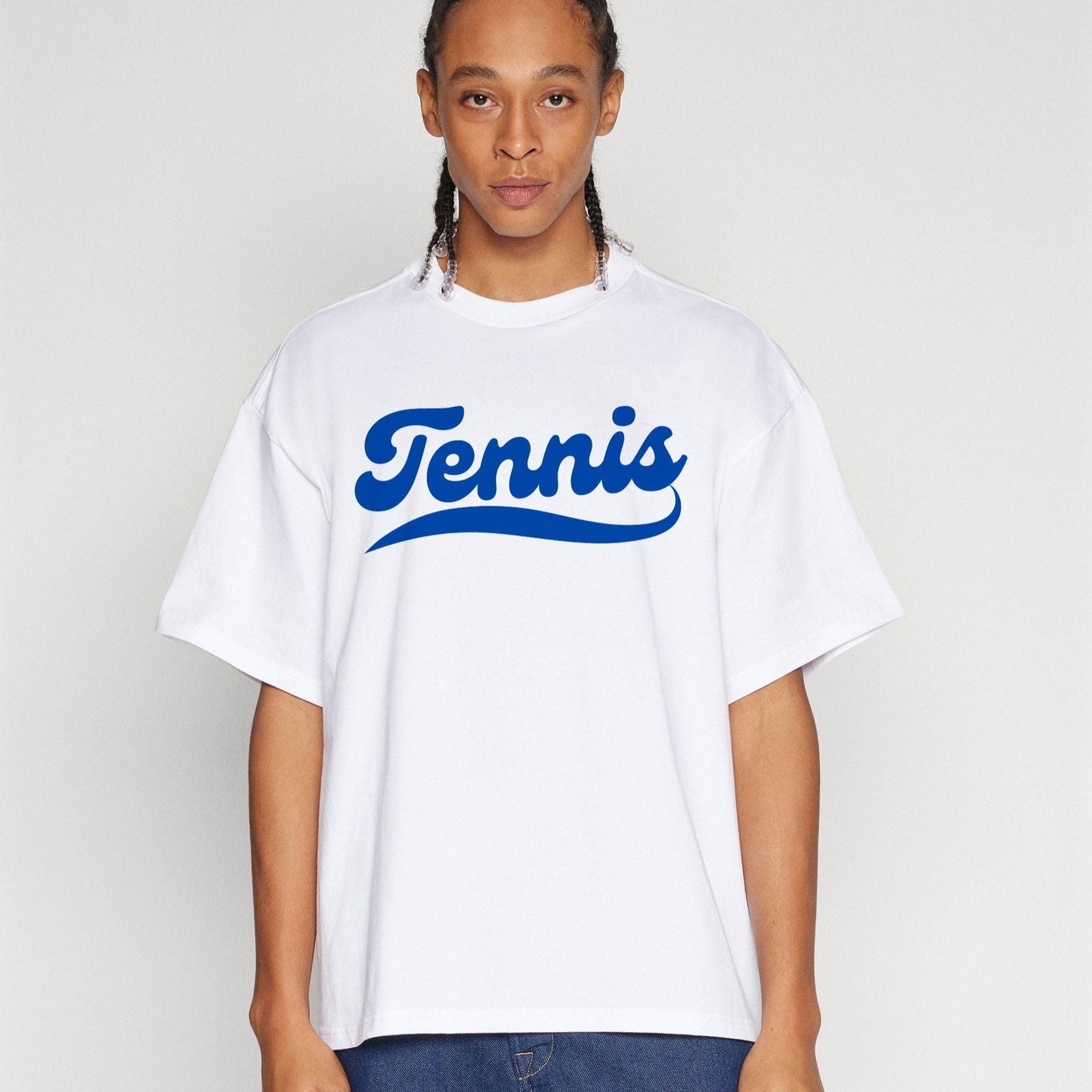 TENNIS 1 (White-Blue) - Tennis Basic Tee - GRANDSLAM PH