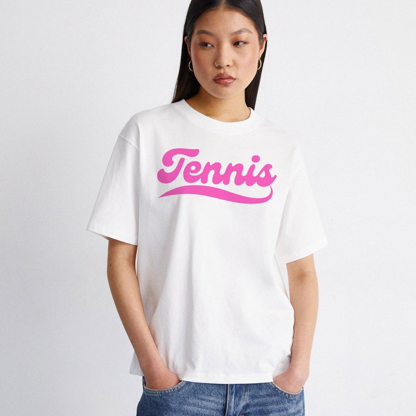 TENNIS 1 (White-Pink) - Tennis Basic Tee - GRANDSLAM PH
