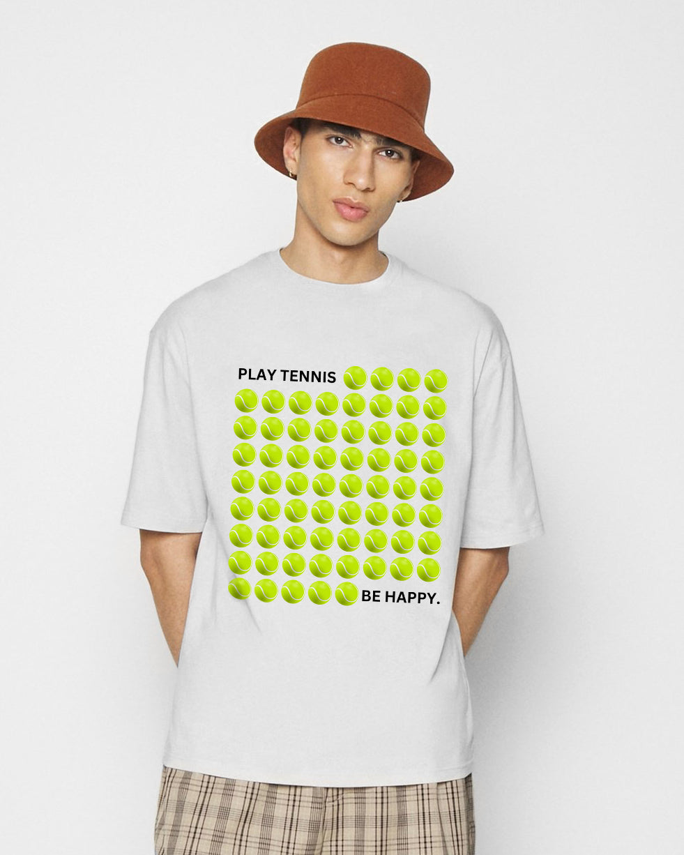 PLAY TENNIS, BE HAPPY - Tennis Basic Tee