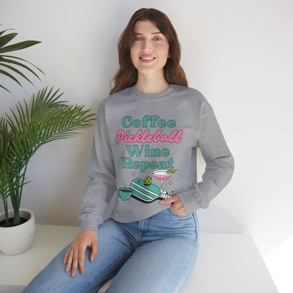 COFFEE PICKLEBALL WINE REPEAT - Pickleball (Sweatshirt)