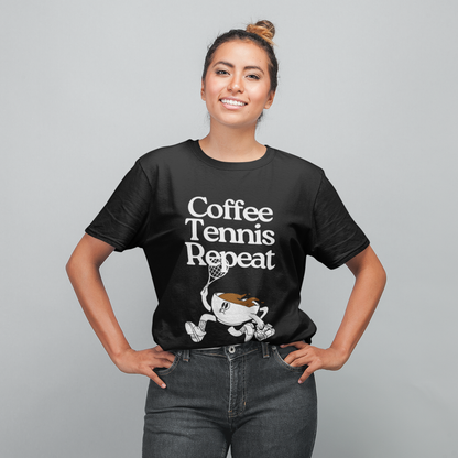 COFFEE TENNIS REPEAT - Tennis Basic Tee