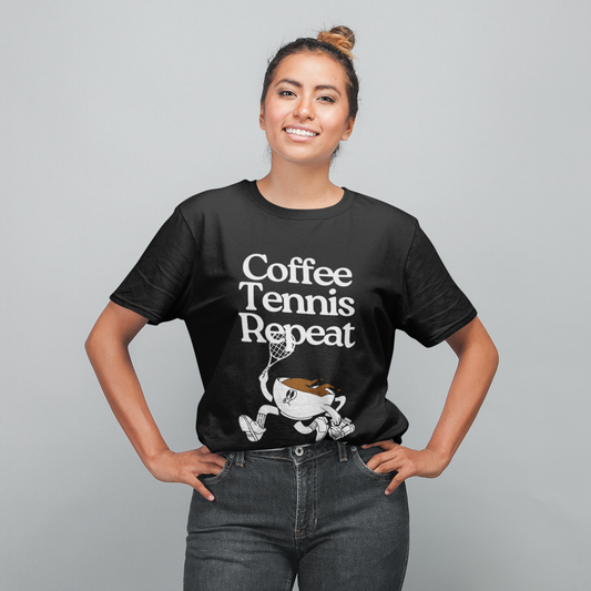 COFFEE TENNIS REPEAT - Tennis Basic Tee