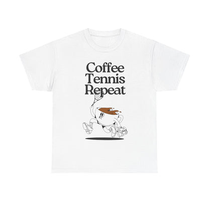 COFFEE TENNIS REPEAT - Tennis Basic Tee