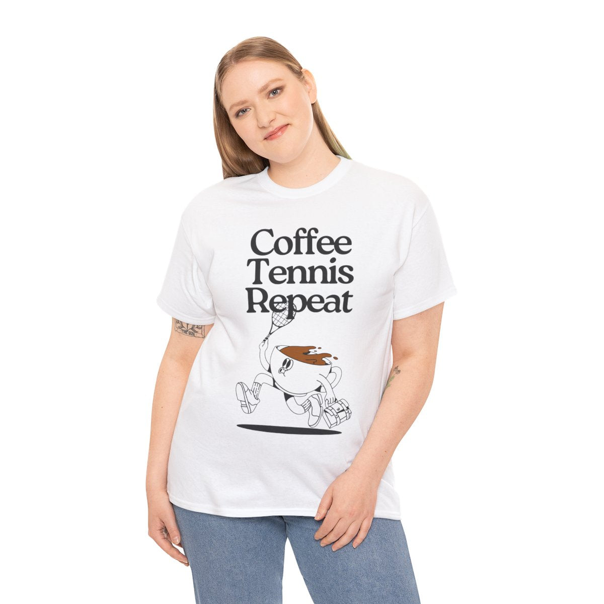 COFFEE TENNIS REPEAT - Tennis Basic Tee