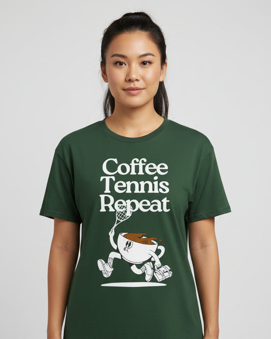 COFFEE TENNIS REPEAT - Tennis Basic Tee