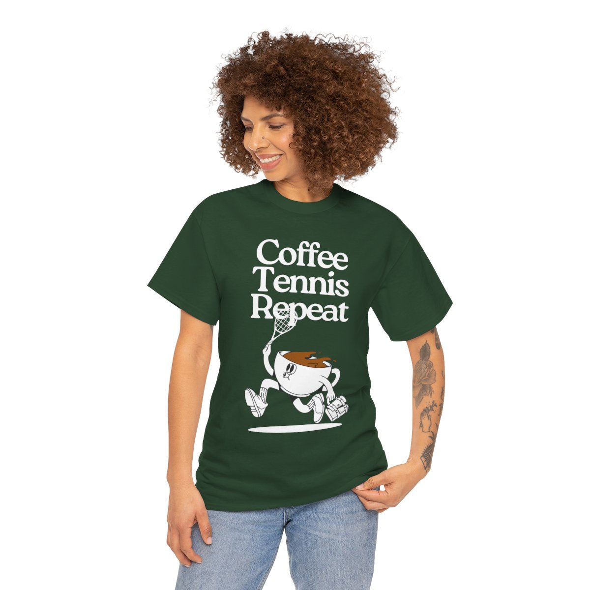 COFFEE TENNIS REPEAT - Tennis Basic Tee