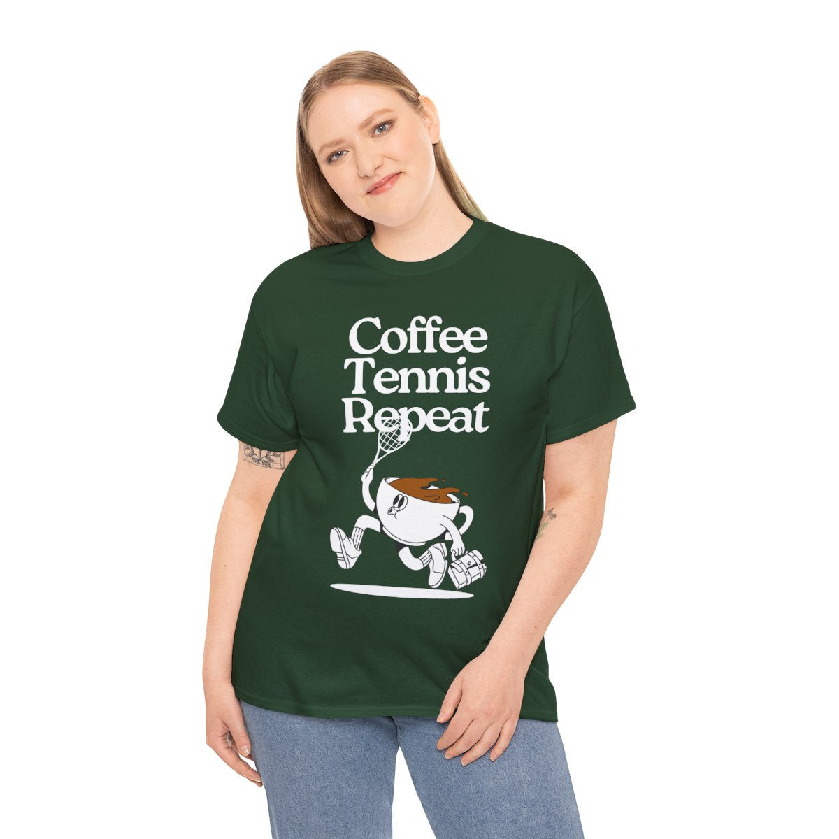 COFFEE TENNIS REPEAT - Tennis Basic Tee