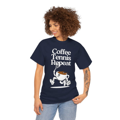 COFFEE TENNIS REPEAT - Tennis Basic Tee