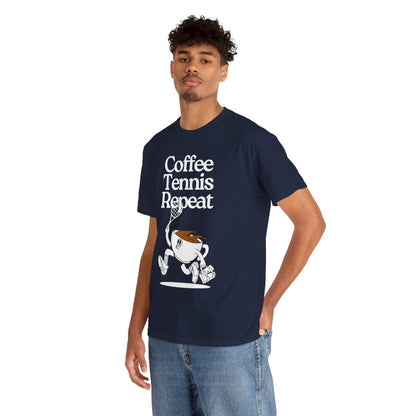 COFFEE TENNIS REPEAT - Tennis Basic Tee