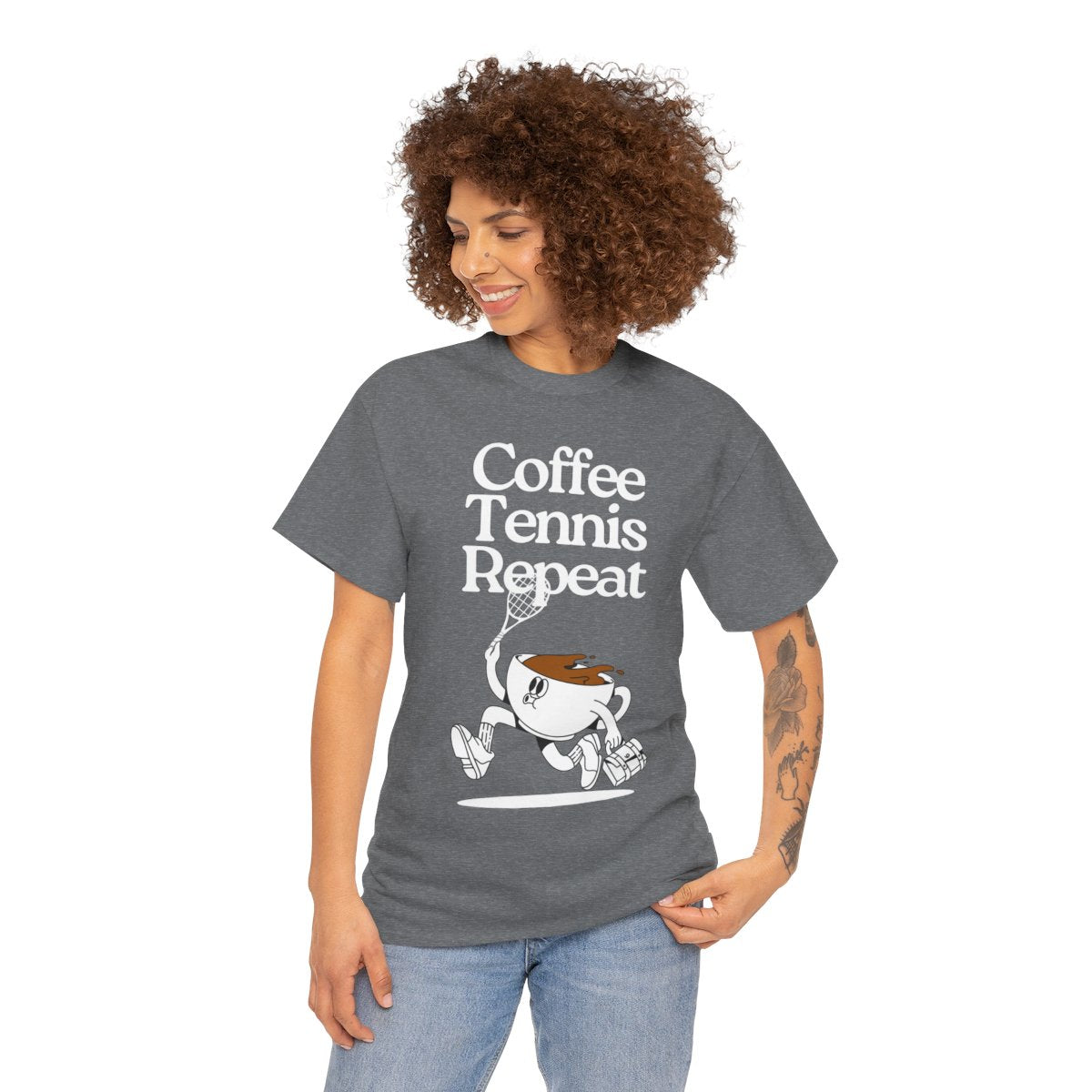 COFFEE TENNIS REPEAT - Tennis Basic Tee