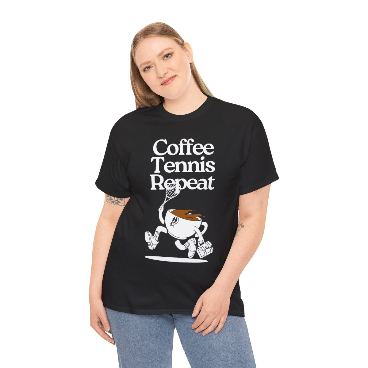 COFFEE TENNIS REPEAT - Tennis Basic Tee