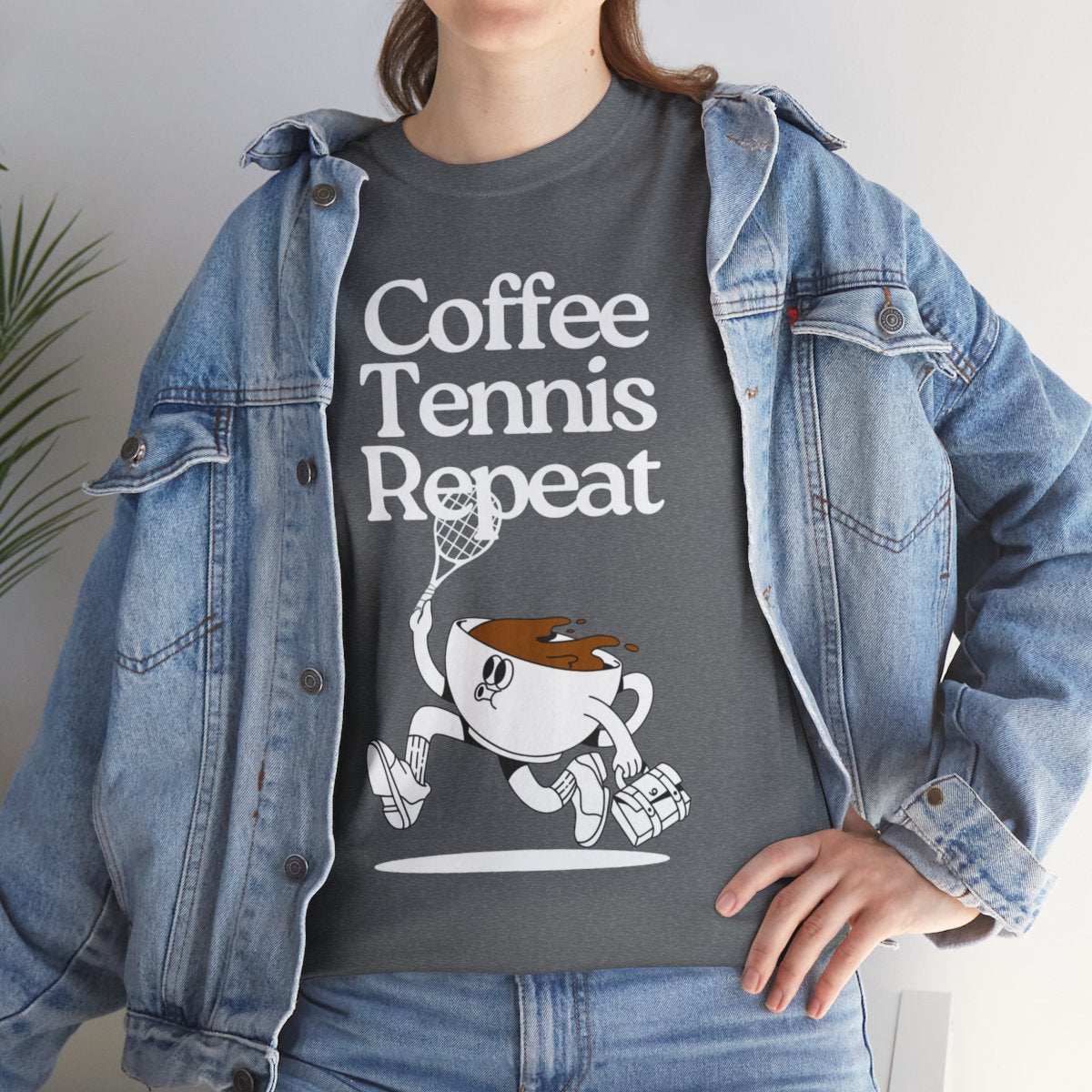 COFFEE TENNIS REPEAT - Tennis Basic Tee