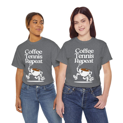 COFFEE TENNIS REPEAT - Tennis Basic Tee